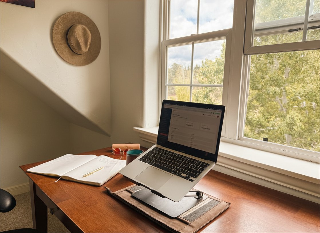 Contractor at their desk managing school district contracts and paperwork
