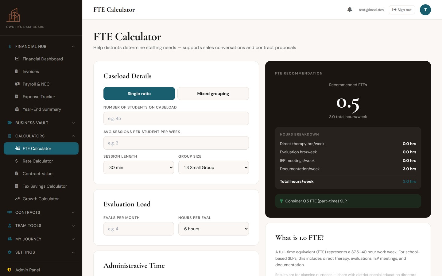 FTE Calculator for district staffing conversations