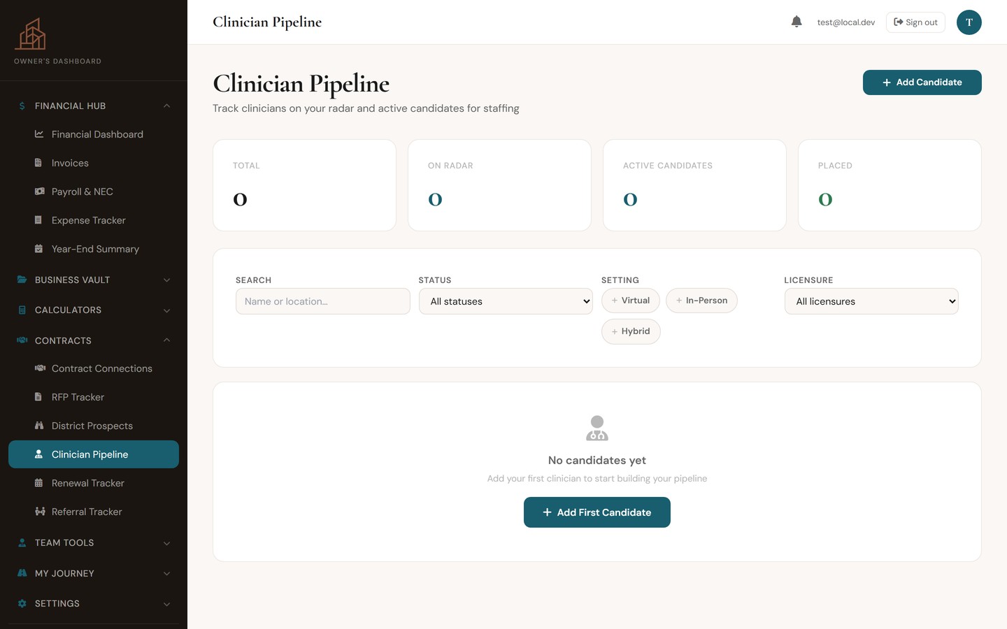 Clinician Pipeline from on-radar to placed